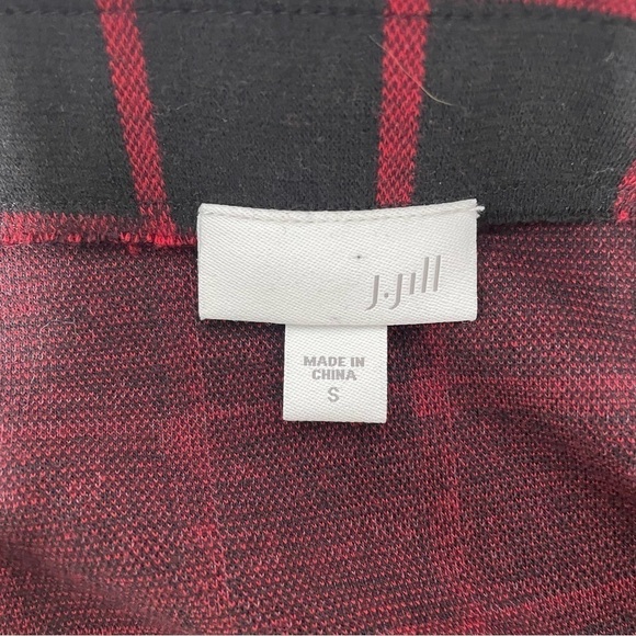 J. Jill Black & Red Plaid Faux Wrap Front Ponte Knit Skirt Size Small - Picture 8 of 11